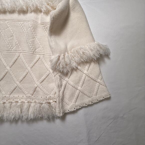 Gianni Bini Fringe Sweater High Neck Cream Color Size M - Picture 4 of 16